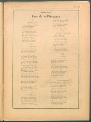 Loas de la Primavera : El Alborozo. - El Picaflor. - El Aromo. - La tarde y la estrella. - Contigo. - Lunita Blanca