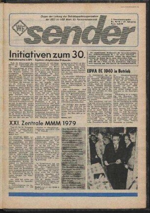 Betriebszeitung 'WF-Sender', Nr.46/1978 (3. Dezemberausgabe 1978)