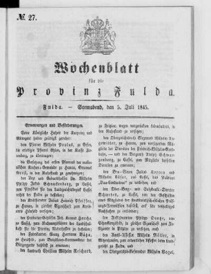 Nr. 27, Ausgabe vom 5. Juli 1845