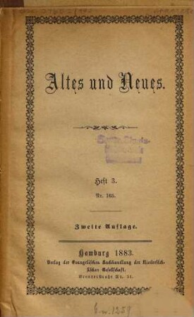 Altes und Neues, 3 = 165