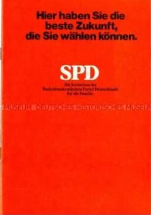 Broschüre der SPD zur Bundestagswahl 1969 mit Informationen zur Familienpolitik