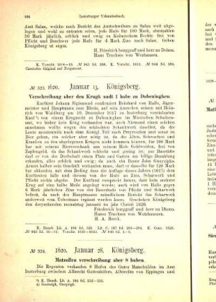 [1620. Januar 13. Königsberg. - 1623. März 30.]