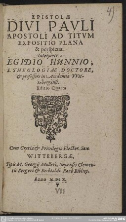 Epistolae Divi Pavli Apostoli Ad Titvm Expositio Plana & perspicua