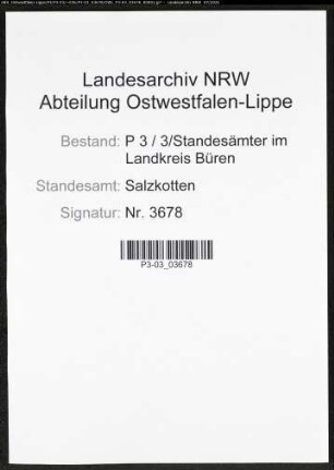 Heiratsregister Standesamt Salzkotten