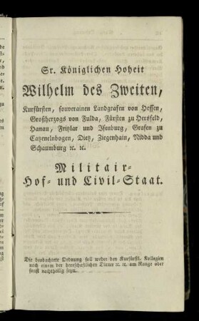 Militair- Hof- und Civil-Staat