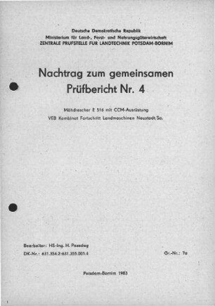 Mähdrescher E 516 mit CCM-Ausrüstung