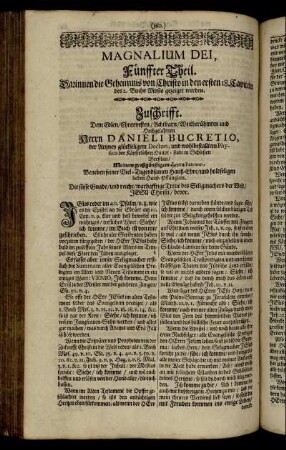 Zuschrifft [...] Herrn Danieli Bucretio [...]