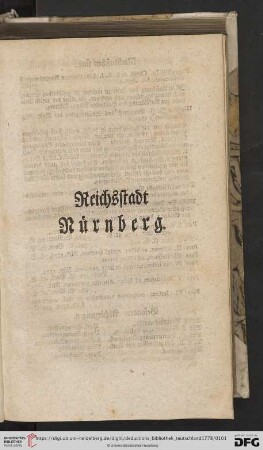 Reichsstadt Nuernberg