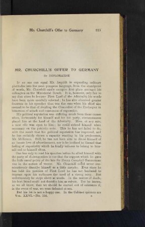 Mr. Churchill's offer to Germany