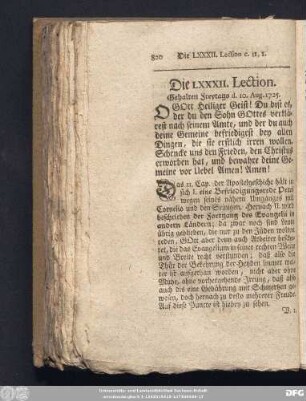Die LXXXII. Lection. Gehalten Freytags d. 10. Aug. 1725.