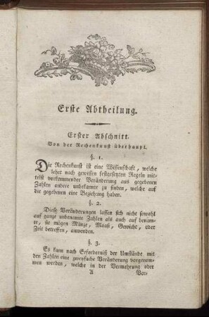 Erster Abschnitt - Fünter Abschnitt.