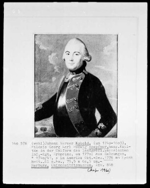 Bildnis des Georg Karl Ludwig Hoepfner, Kapitän des landgräflich hessisch-kasselschen Infanterieregiments (1740-1776)