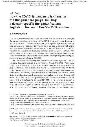 How the COVID-19 pandemic is changing the Hungarian language: building a domain-specific Hungarian/Italian/English dictionary of the COVID-19 pandemic