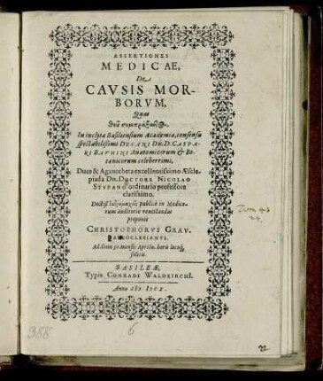 Assertiones Medicae, De Causis Morborum