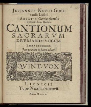 Johannes Nucius: Cantionum sacrarum diversarum vocum. Liber secundus. Quinta Vox