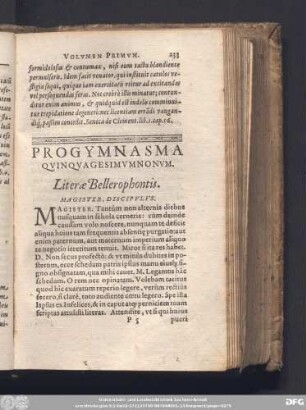 Progymnasma Quinquagesimumnonum. Literae Bellerophontis. Magister, Discipulus.