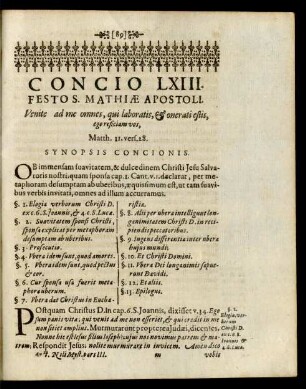 Concio LXIII. Festo S. Mathiae Apostoli.