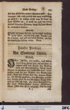 Fünfte Predigt. Am Sonntage Lätare.