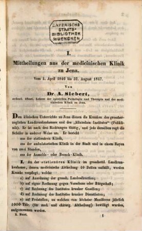 Archiv für die gesammte Medicin. 10. 1849