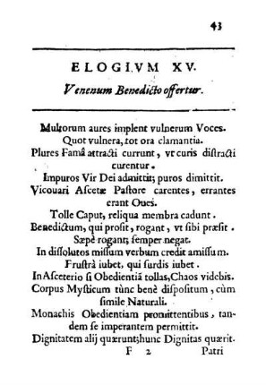 Elogivm XV. Venenum Benedicto offertur.