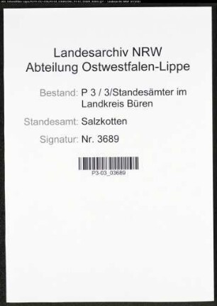 Heiratsregister Standesamt Salzkotten