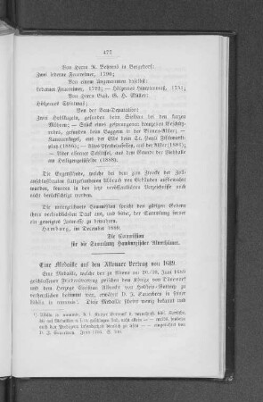 Eine Medaille auf den Altonaer Vertrag von 1689.