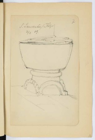 St. Laurentius, Föhr: Perspektivische Ansicht Taufbecken (aus: Skizzen- und Fotoalbum 27)