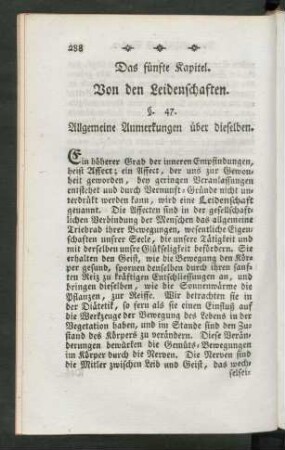 Das fünfte Kapitel. Von den Leidenschaften. §. 47. ... [- §. 53.]