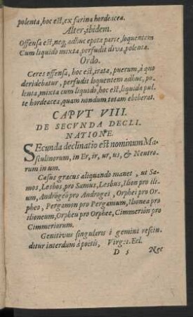Caput VIII. De Secunda Declinatione.