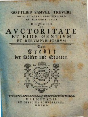 Disquisitio de auctoritate et fide gentium et rerumpublicarum