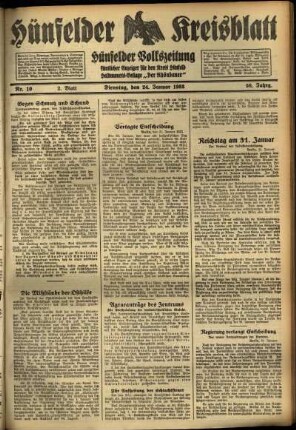 Zweite Ausgabe vom Dienstag, den 24. Januar 1933.