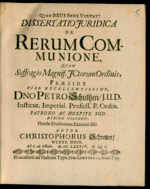 Dissertatio Iuridica De Rerum Communione