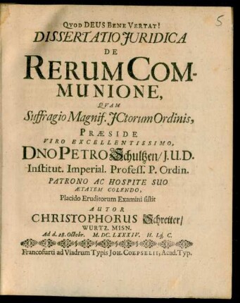 Dissertatio Iuridica De Rerum Communione