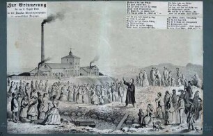 Trauerfeier und Beerdigung der am 2. August 1869 verunglückten Bergleute vor dem "Segen-Gottes-Schacht" bei Potschappel (Freital)