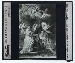Rubens, Ildefonso-Altar: Maria erscheint dem Hl. Ildefonso (Mittelteil) (Wien KHM GG_678),Rubens, Ildefonso-Altartriptychon (Wien KHM GG_678) : Mittelteil