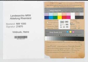 Entnazifizierung Heinz Vinbruck, geb. 10.01.1903 (Stadtinspektor)