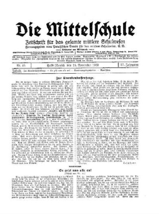 Es geht uns alle an! : (Schluß aus Nr. 44)
