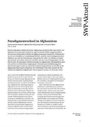Paradigmenwechsel in Afghanistan : Eigenverantwortung der afghanischen Regierung statt Geberprioritäten