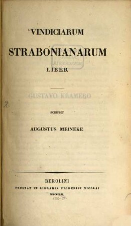 Vindiciarum Strabonianarum liber
