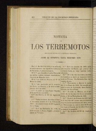Noticia de los Terremotos
