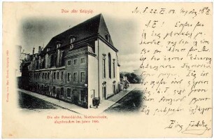Die alte Peterskirche, Nordwestseite, abgebrochen im Jahre 1886 [Das alte Leipzig]