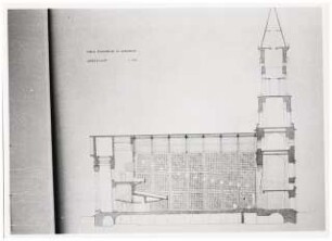Evangelische Stadtkirche, Karlsruhe Wiederaufbau: Längsschnitt Querschnitt