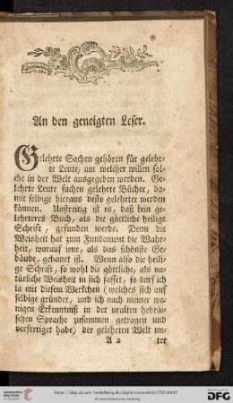 An den geneigten Leser