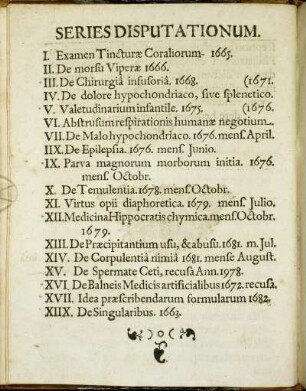 Series Disputationum.