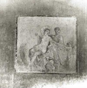Pompeji. Haus der roten Wände. Wandmalerei mit Darstellung einer erotischen Szene