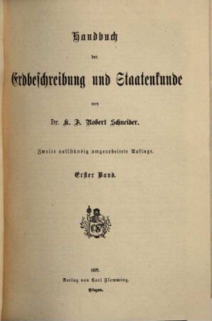 Handbuch der Erdbeschreibung und Staatenkunde. 1
