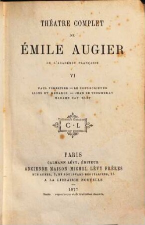 Théâtre complet de Émile Augier. VI
