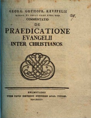 Commentatio de praedicatione evangelii inter Christianos