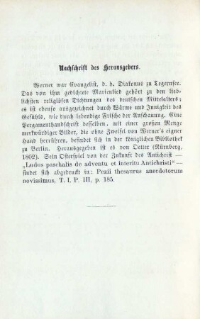 Nachschrift des Herausgebers