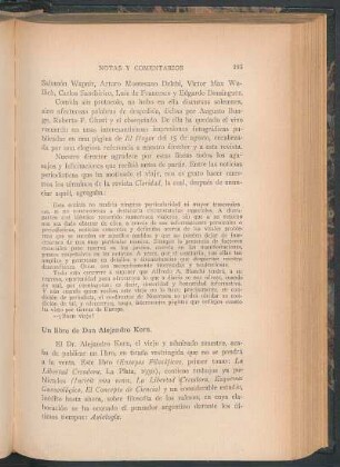 Un libro de Don Alejandro Korn